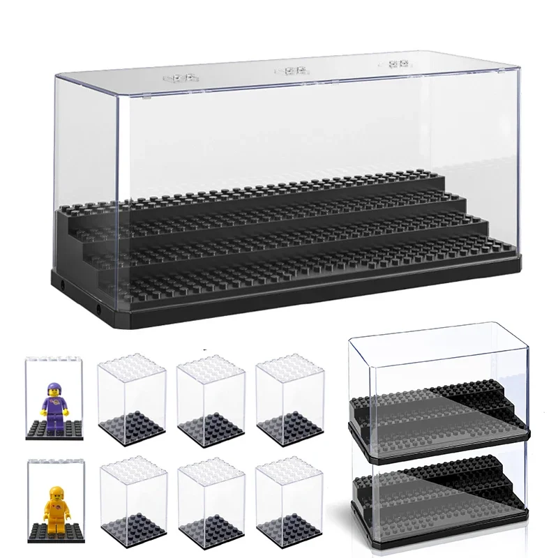 Boîte de présentation anti-poussière pour figurines de construction, empilable, modèle de jouet pour enfants, pour le rangement des figurines Lego