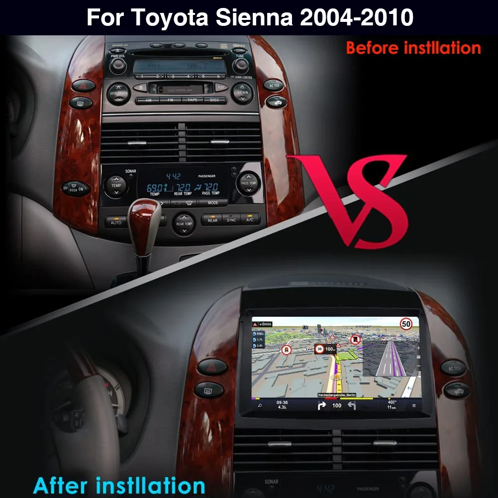 

10" Android 13 Car Stereo with Multimedia Wireless CarPlay GPS WiFi for S-ienna 2004-2010 WIFI Video Player Touch