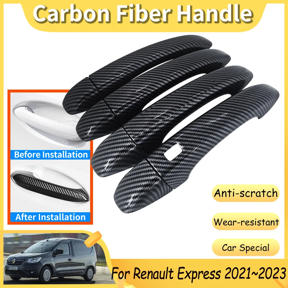 

Carbon Fiber Car Accessories Door Handle Cover for Renault Express 2021 2022 2023 Auto Styling Decoration Protective Stickers