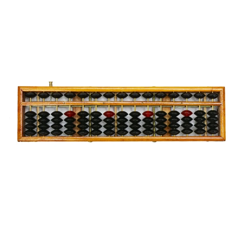 Chinese Abacus Calculator Traditional Wooden Abacus with Reset Button Kid Counting Toy for Student Teacher Math Teaching