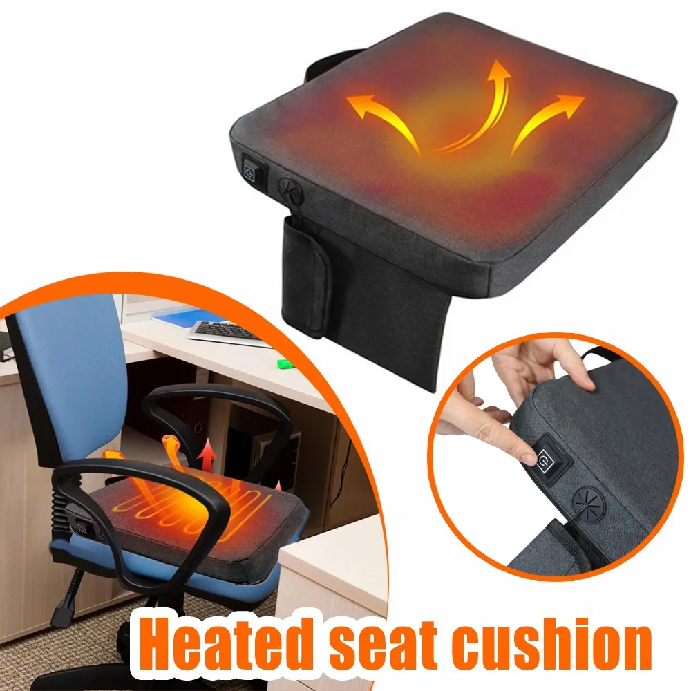 

Портативная подушка для сиденья с подогревом, уличная USB-электрическая с 3 настройками нагрева, съемный чехол, подушка для сиденья для пеших прогулок, кемпинга, теплая, 1 шт.