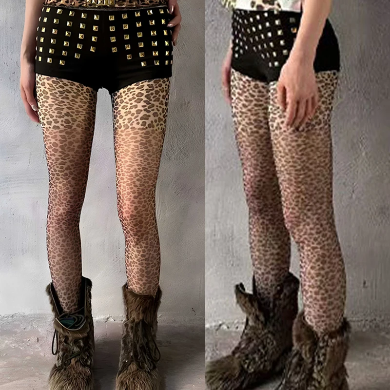 

New Leopard Print Sexy Subculture Jacquard Pantyhose Subculture Beautiful Leg Stockings Retro Spicy Girl Stockings