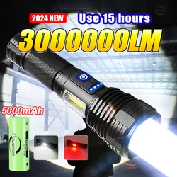 NEW High Strong Power Led Flashlights 5000mAh Tactical Torch COB Lamp Rechargeable Flashlight Camping Fishing Emergency Lantern