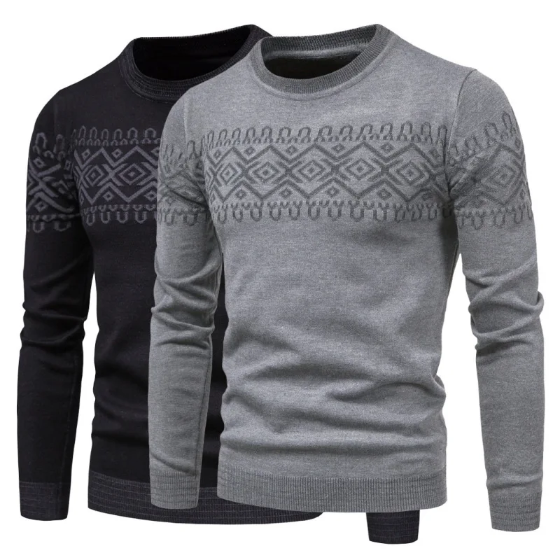 

2023 New Men's Fashion Versatile Round Neck Long Sleeve Pullover Sweater Bottom