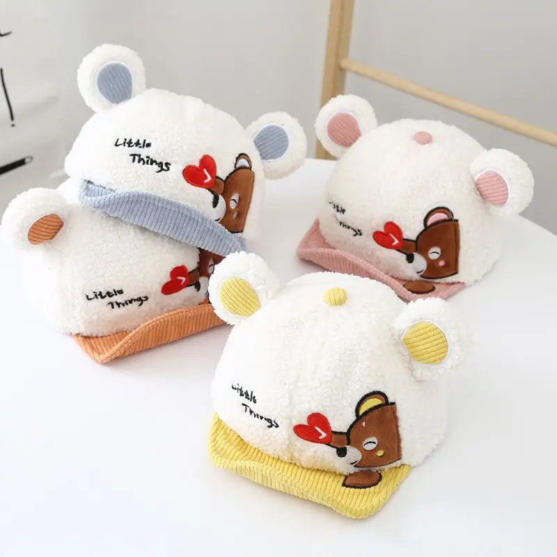 

Детские шапки, милые и очень теплые вязаные шапки с мультяшным медведем, ветрозащитная и морозостойкая бейсболка, детские рождественские подарки Miniso