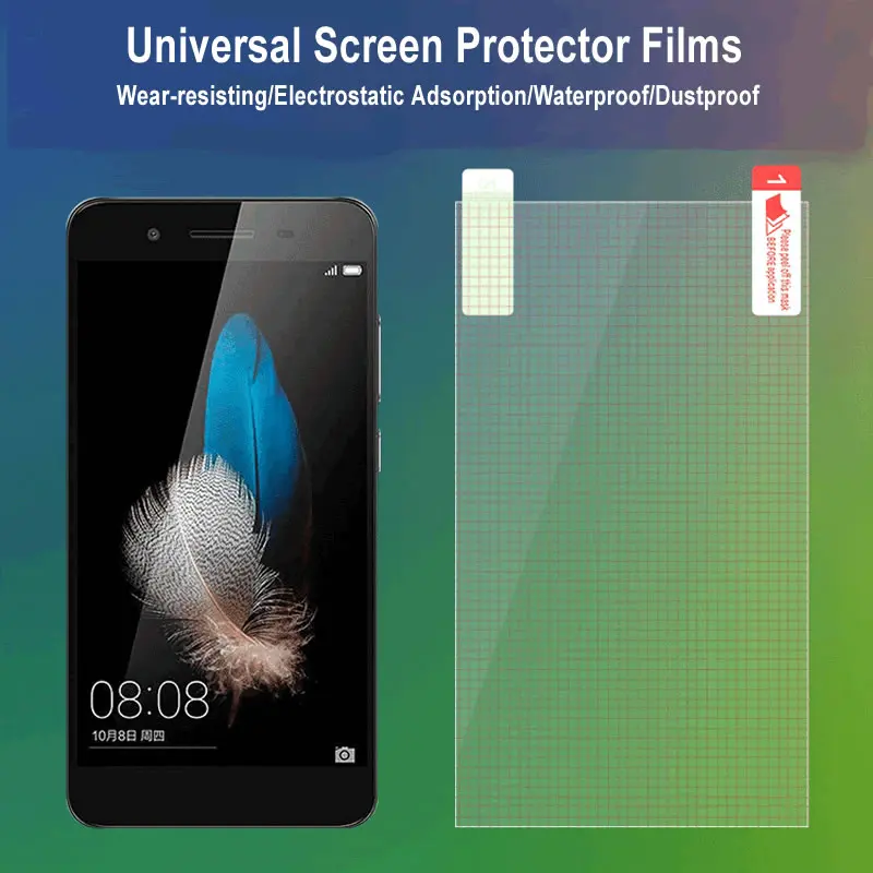 Película protetora universal para iphone, huawei, oppo, 4/5/6/7/8/9 polegadas, 10 unid.