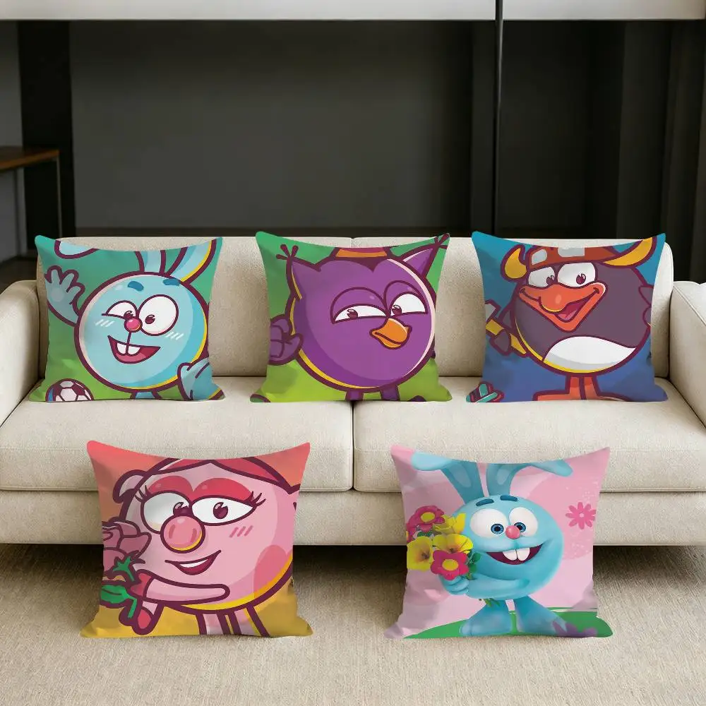 

Round Friends Cartoon K-Kikoriki Square Sofa Pillow Cover Solid Color Living Room Home Decor Cushion Case