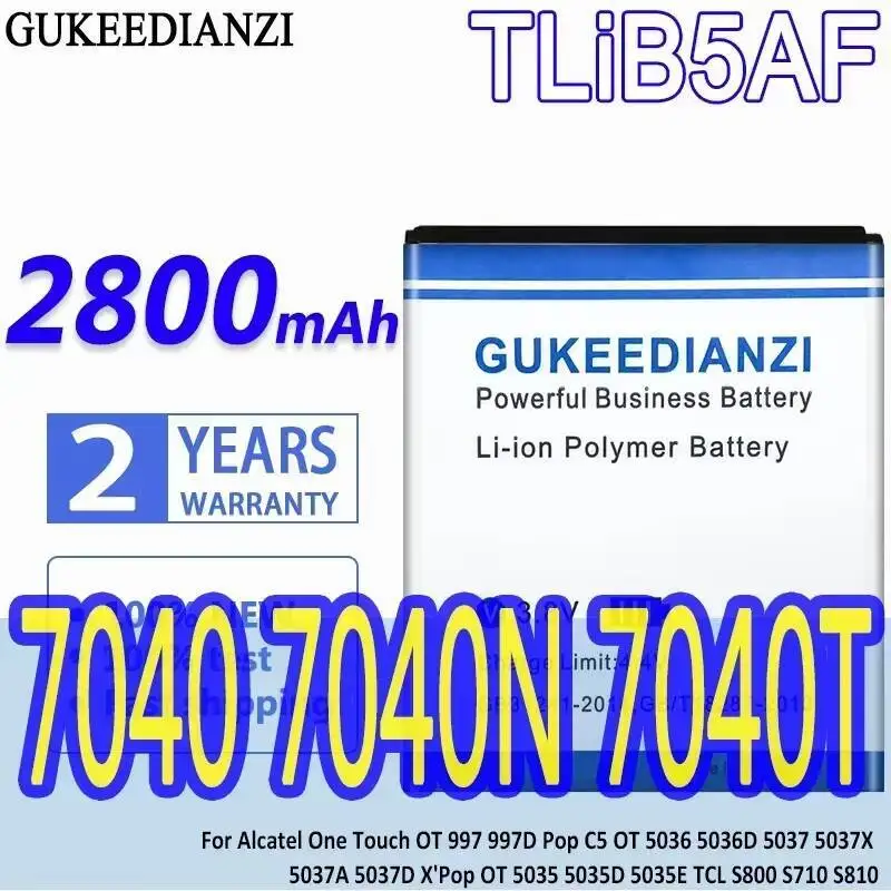 

Аккумулятор TLiB5AF 2800 мАч для Alcatel One Touch OT 997 997D Pop C5 OT 5036 5036D 5037 5037D X'Pop OT 5035 для TCL S800 S710 S810