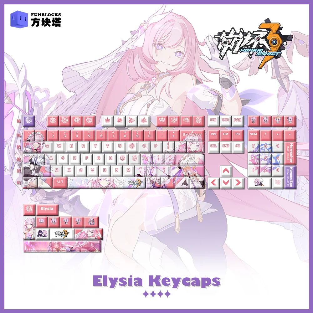 

Honkai Impact 3 Elysia 131 Keycaps PBT Key Caps for Mechanical Keyboard Game Customize ﻿
