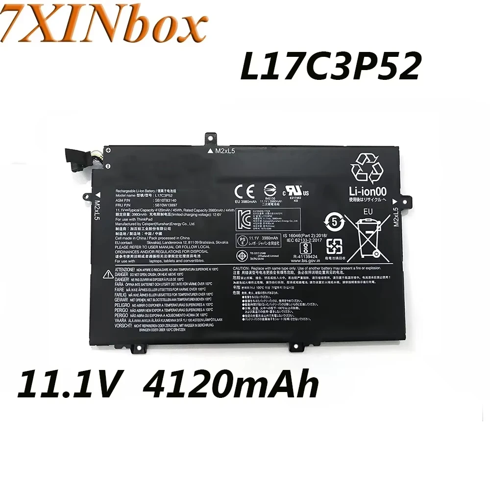 7XINbox L17C3P52 L17M3P53 L17M3P54 L17L3P52 45Wh 4120mAh Laptop Battery For Lenovo ThinkPad L480 L480-20LT L580 L580-20LX Series