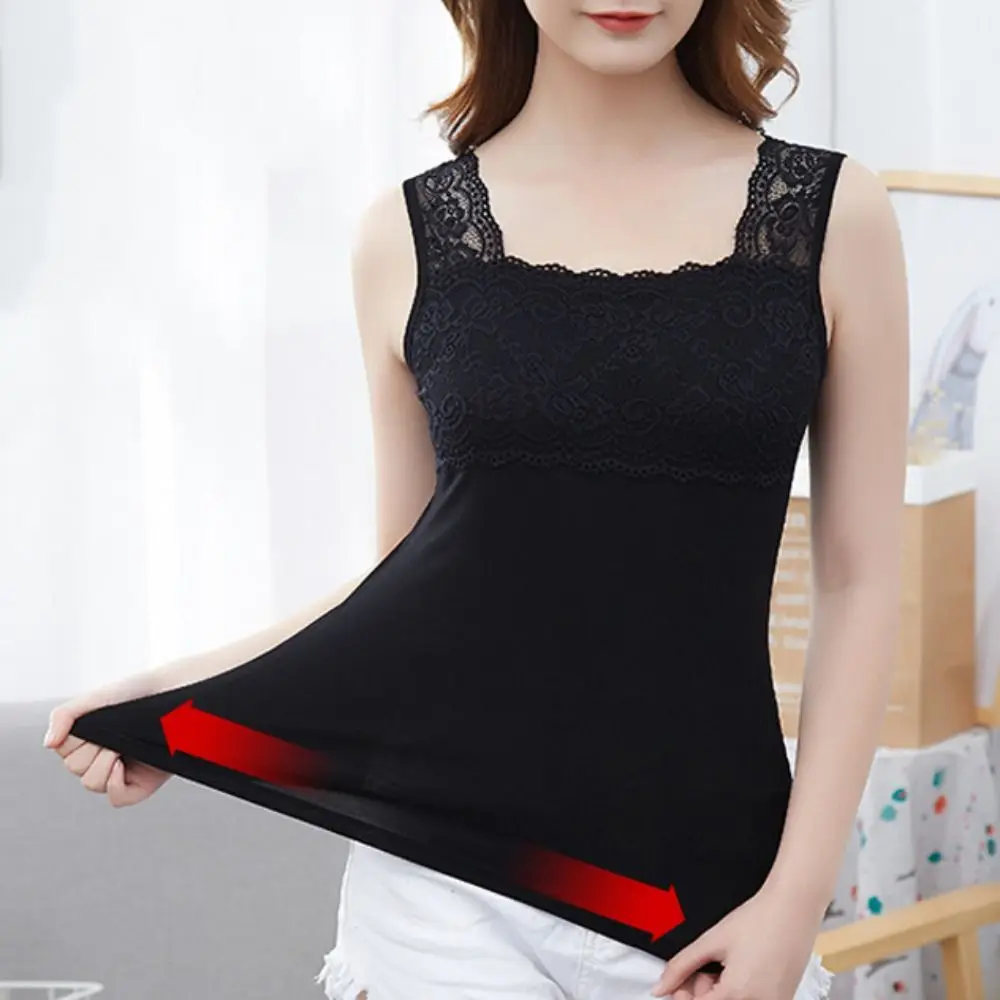 

Korean Style Seamless Sleeveless Vest Slim Fit Sweet Lace Flower Crop Top Undershirts Square Neck Camisole for Women Girl