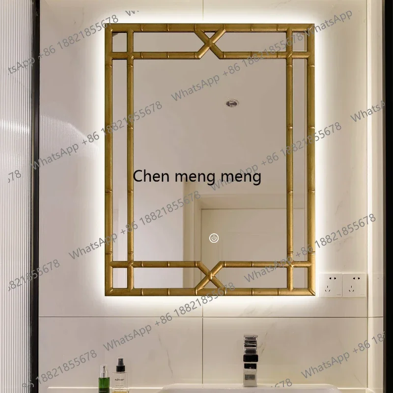 

French retro bathroom mirror square bathroom vanity mirror bathroom smart vanity mirror with light