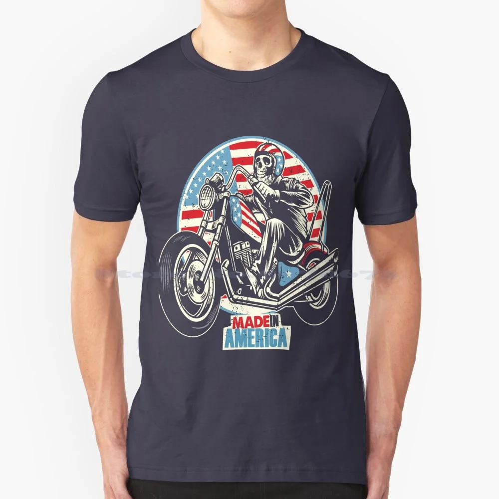 Biker On Motorcycle T Shirt 100% Cotton Tee Scull Motorcross Skeleton A Way Of Life Snake Motorcycle Club Supermoto