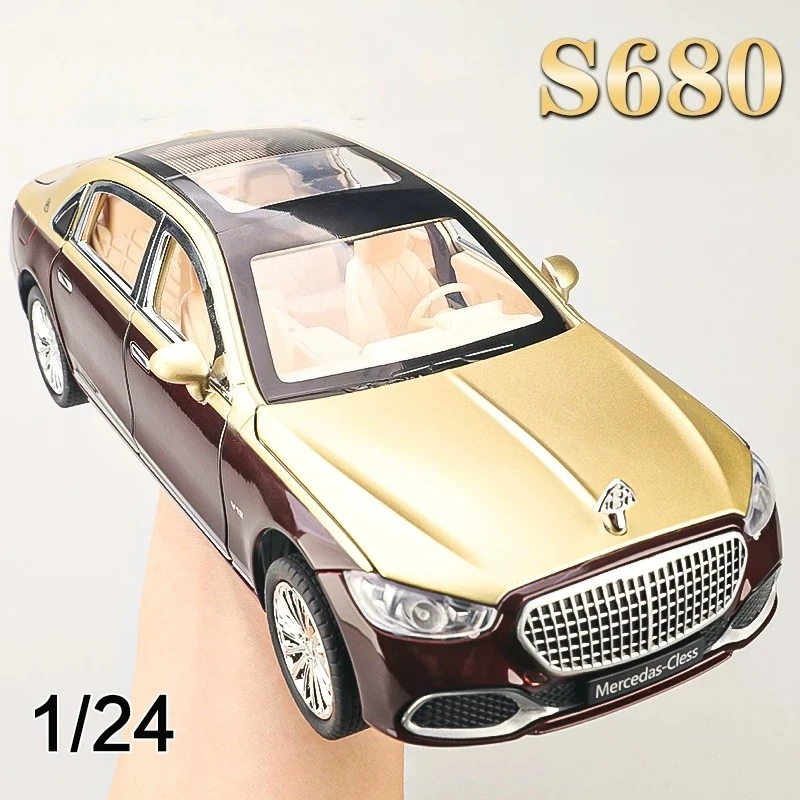 

1:24 S680 Luxury Sedan Model Alloy Model Diecast Metal Vehicle Sound Light Collectible Children Toy Gifts
