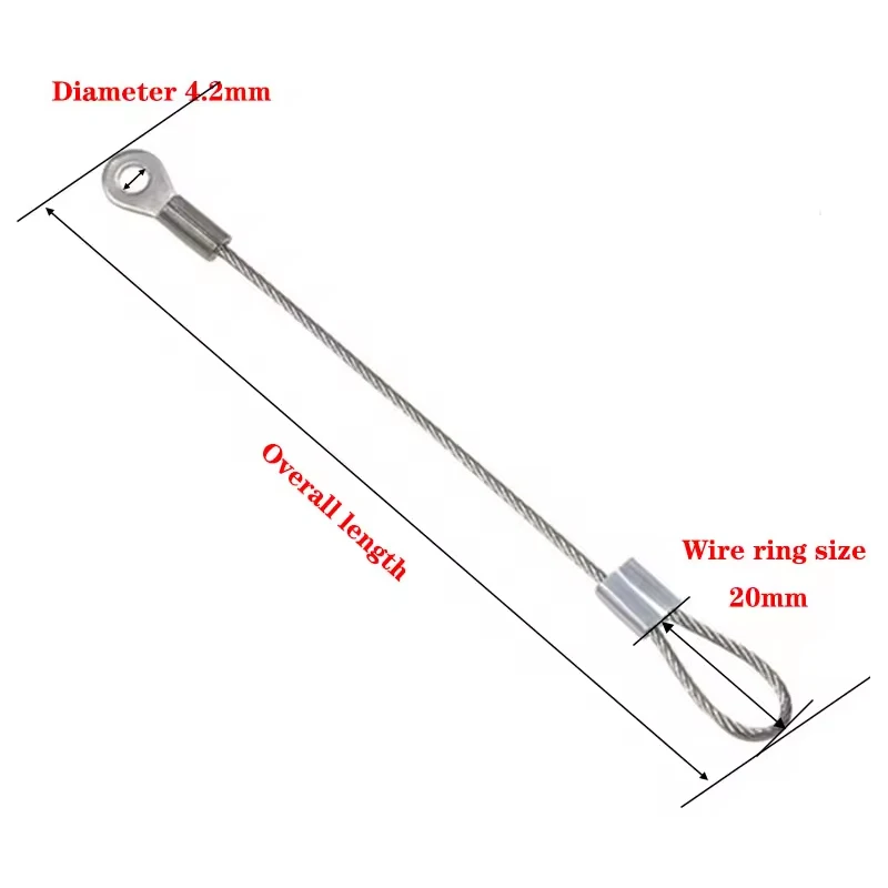 2 Stuks 1.5Mm Roestvrij Staal Draad Vis Oog Terminal Ring Korte Veiligheid Lanyard Kabel Assemblages Met Twee Oogjes 0.3-1M Lengtes