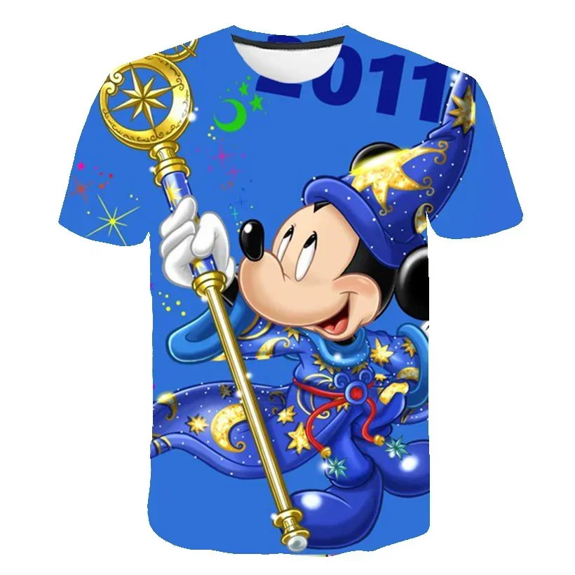 Camisetas de Mickey Mouse 3D estampadas para homens e mulheres, camisetas Disney Series, verão, 2022