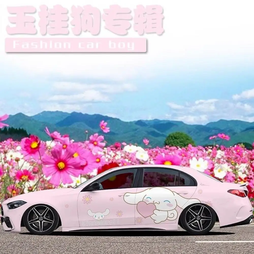 Anime Sanrio Car Body Sticker Car Film Cinnamoroll Cartoon Adapts To All Cars Creative Decorative Body Stickers Car Accessories