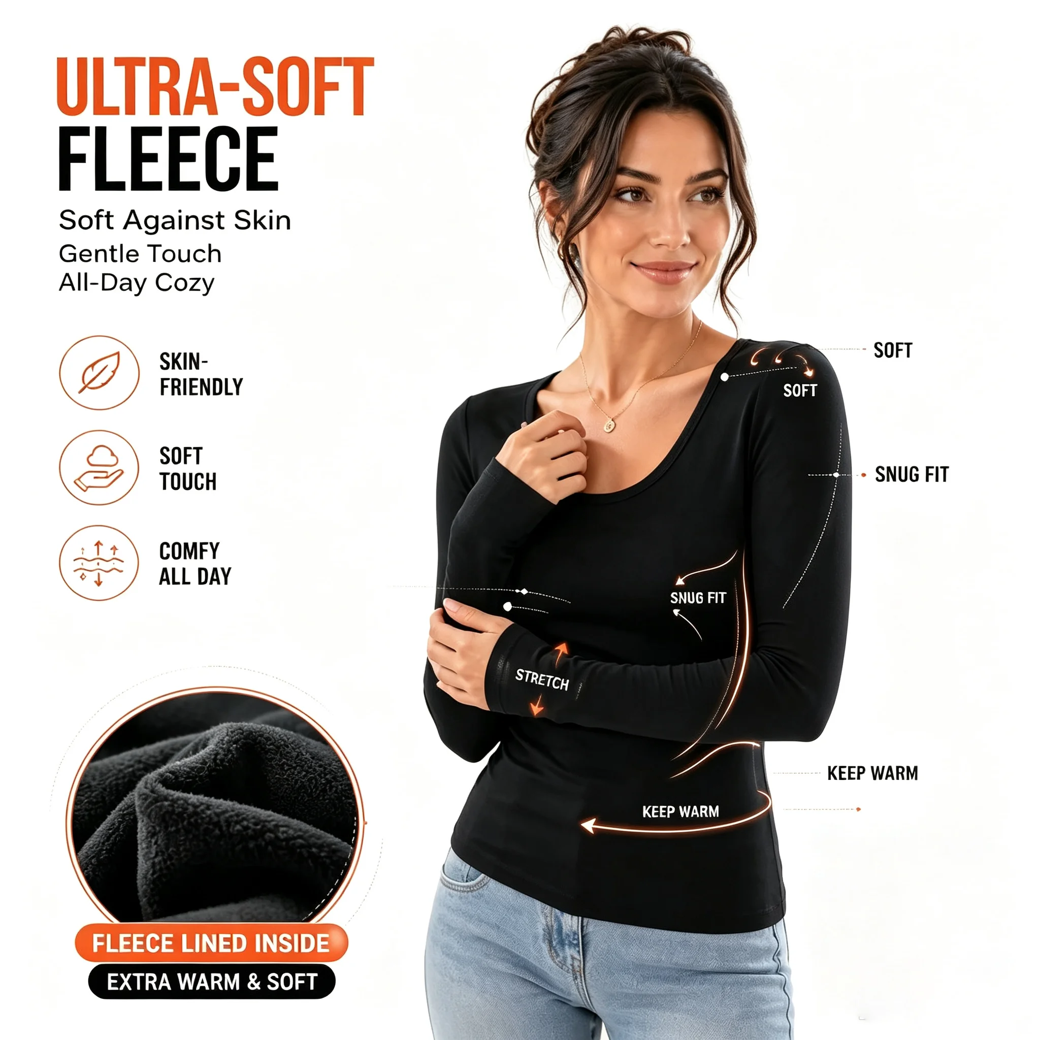 Camisetas térmicas de manga larga para mujer, ropa interior térmica de compresión, camiseta térmica de otoño, cuello redondo, corte ajustado