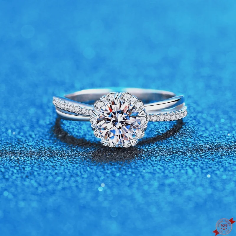 

Серебряные кольца S925 с муассанитом 1,0 карата для женщин, платиновое свадебное кольцо с бриллиантами, подарок для влюбленных, модные ювелирные изделия, оптовая продажа