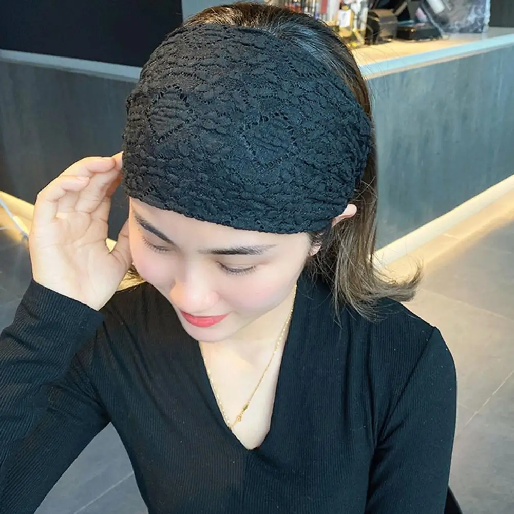 Attractive Head Wrap Headdress Cosmetic Headband Double Layer High Elastic Wide Head Wrap  Moisture Wicking