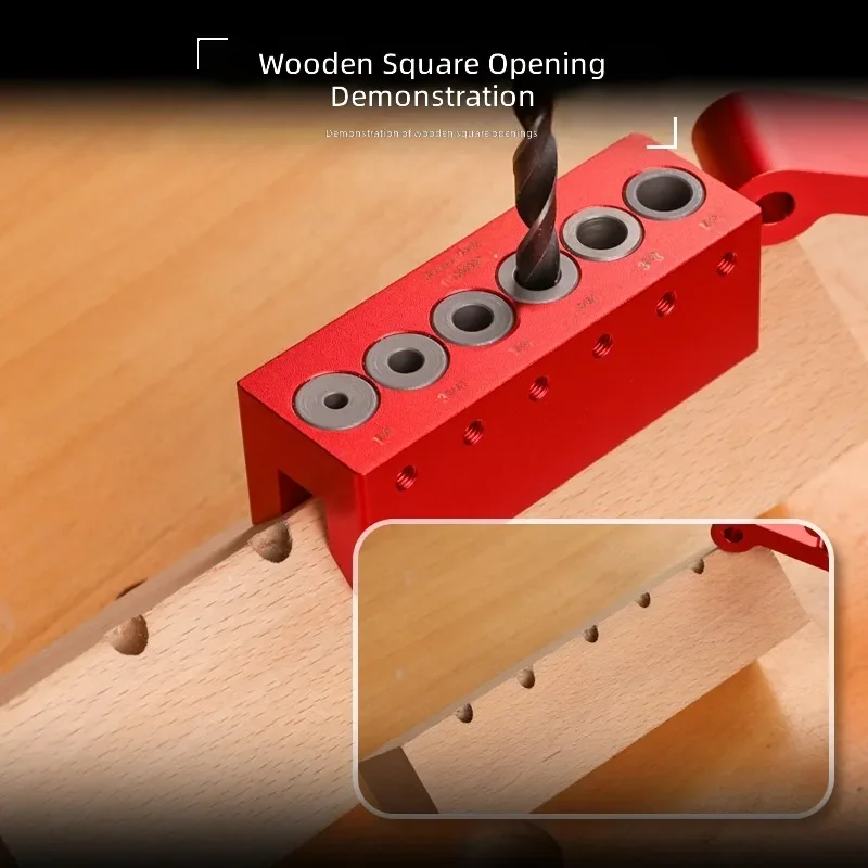 6 Hole Log Tenon Drilling Machine Woodworking Puncher For Wood Board Round Rod Tube Center Opening Inch 08480C