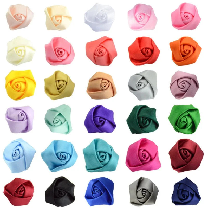 

20Pcs 25mm Stereoscopic Ribbon Roses Flower Bud Artificial Flowers Clothing Headband Hair Clips Material DIY Handmade Supplies