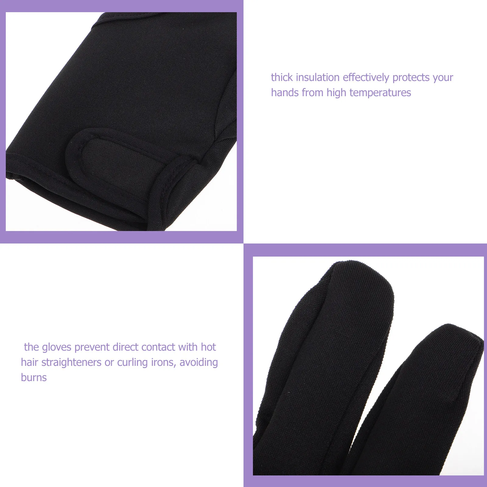 Heat Protection Three Finger Gloves Thick Insulated Hairdressing Gloves Safe Hair Styling Curling Iron Mittens view 4