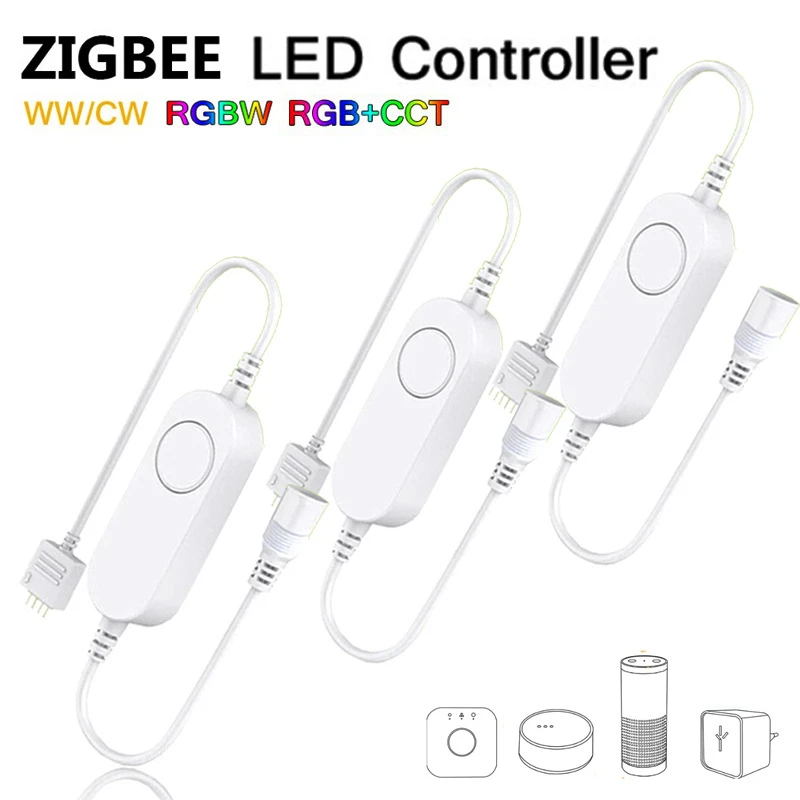 DC5V 12V 24V RGB RGBW RGBCW Zigbee 3.0 Controller 4PIN 5PIN Tuya LED Strip Controller Dimmer Work With Alexa Google SmartThings