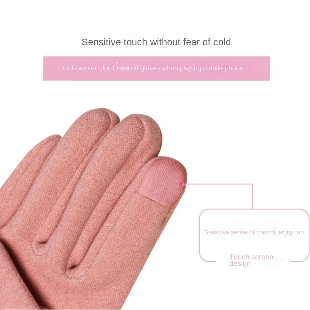 Double Sided Plush Finger Gloves Windproof Touchable Screen Warm Gloves Plush Cold Prevention Touch Screen Gloves Women's Style