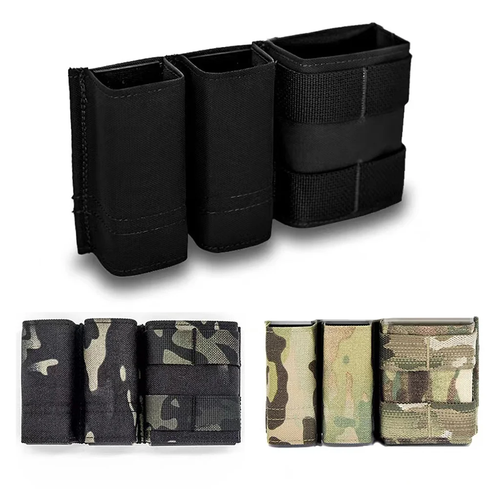 Tactical Outdoor 5.56 9mm 1+2 Side Magazine Pouch Dual Stack Quick Draw MOLLE Mag Pouch AR15 M4 Magazine Carrier Holster Bag