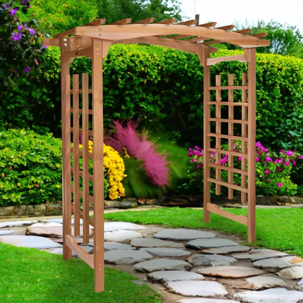 Garden Arbor |Handcrafted Wooden Trellis for Climbing Plants Outdoor | Cedar Wedding Arches for Ceremony, Weather Resistant