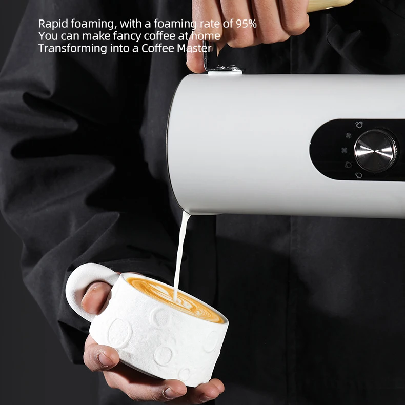 500W 350ml 電動ミルク泡立て器スチーマー、ラテカプチーノ用ハイパワー自動ホット&コールドフォームメーカー
