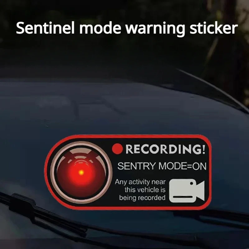 For Tesla Model 3 Y S X Warning Sticker Sentinel Mode Recorder Electrostatic Sticker Warning Anti Theft Sticker Car Accessories