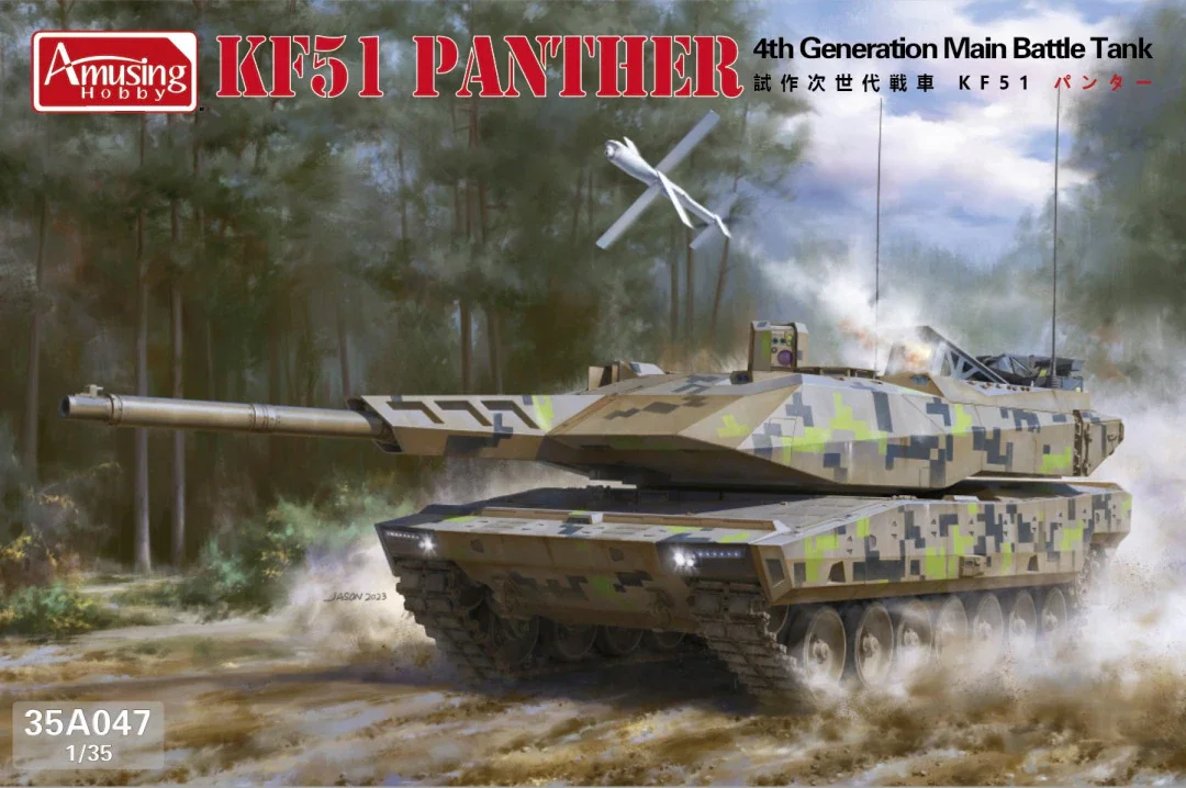 Amusing Hobby assembling tank model kit 35A047  German new generation main battle tank KF51 Black Panther 1/35