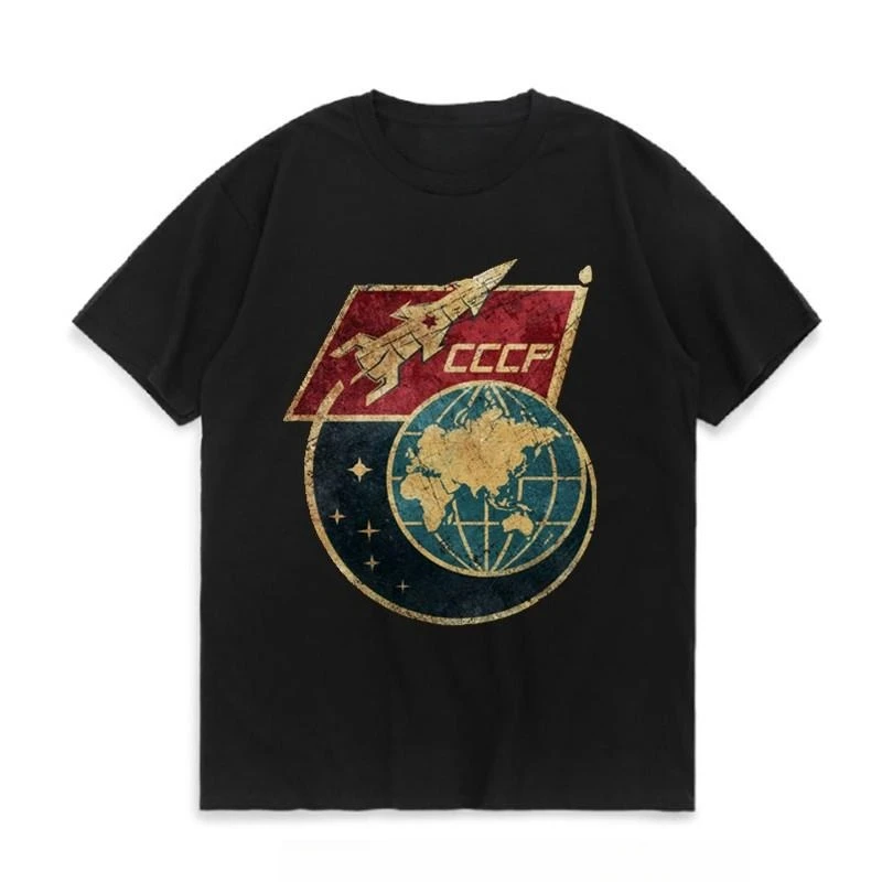 New Russian CCCP Yuri Gagarin Tshirt Men's Team Soviet Retro Short Sleeve Sputnik Space Exploration Plan T-shirt Tees Streetwear