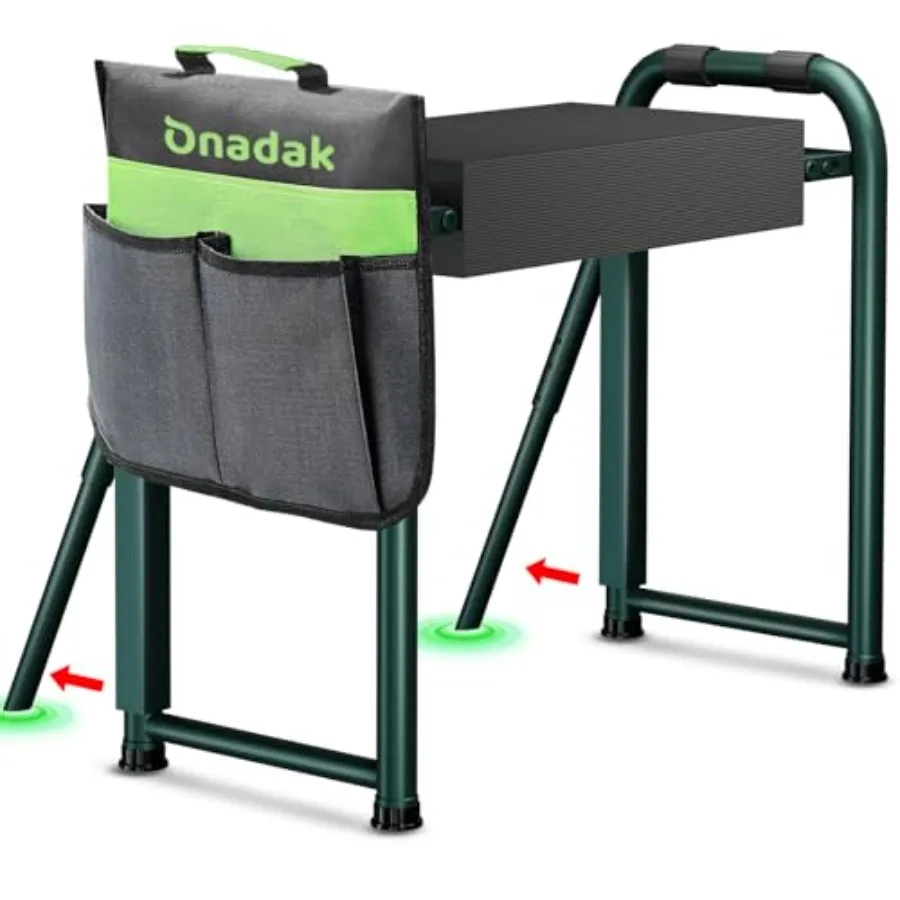 

Heavy Duty Garden Kneeler and Seat with Support Legs, 400lbs Capacity Foldable Gardening Stool, Extra Thick Pad and Large Tool