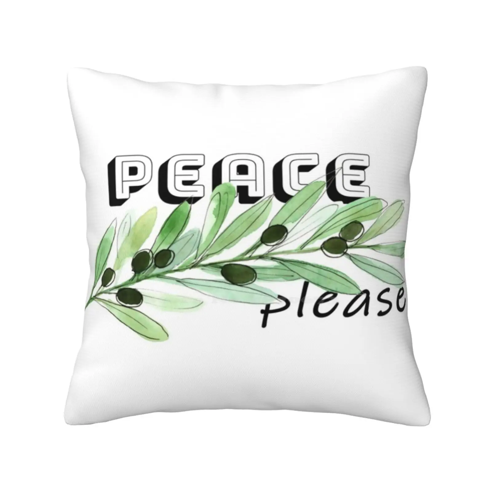 Peace Please Home Sofa Car Cushion Cover Pillowcase Idriera Aidiriera Aidi Riera Watercolor Watercolour Olive Branch Please