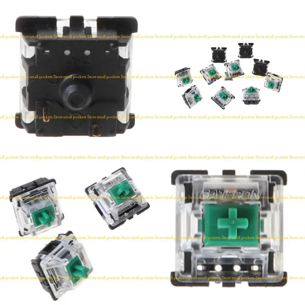 

R1WD 10Pcs Keyboard Switch MX 3 Pin Green Switches Transparent for Case for Cherry MX Mechanical Keyboards