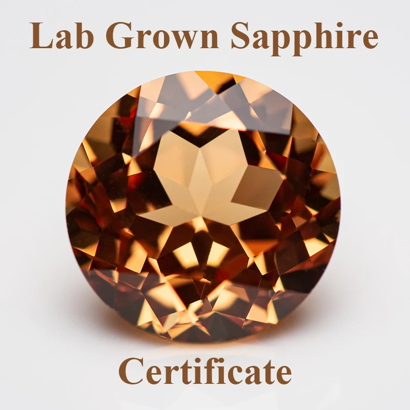 

Lab Grown Sapphire Orange Color Round Shape Charms Gemstone Beads for Diy Jewelry Making Materials Selectable AGL Certificate