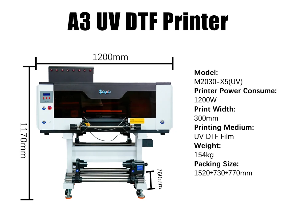 YingHe 30cm DTF Flatbed UV Ink Label Printer DTF Digital Hot Stamping Logo on Crystal New Condition