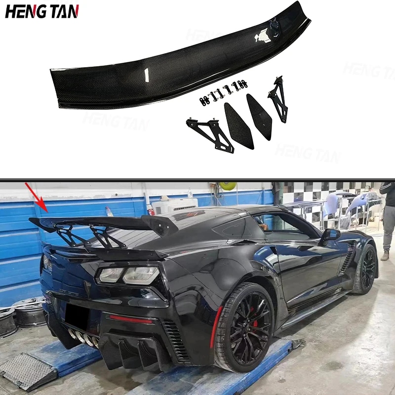 For Chevy corvette C7 APR Style Carbon Fiber Car Rear Trunk Spoiler Rear Wing Tail Wing Parts Upgrade Body kit