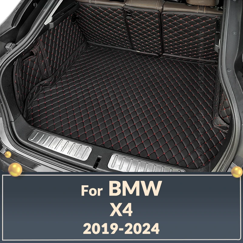 Auto Full Coverage Trunk Mat For BMW X4 2022 2023 Leather Car Boot Cover Pad Cargo Liner Interior Protector Accessories