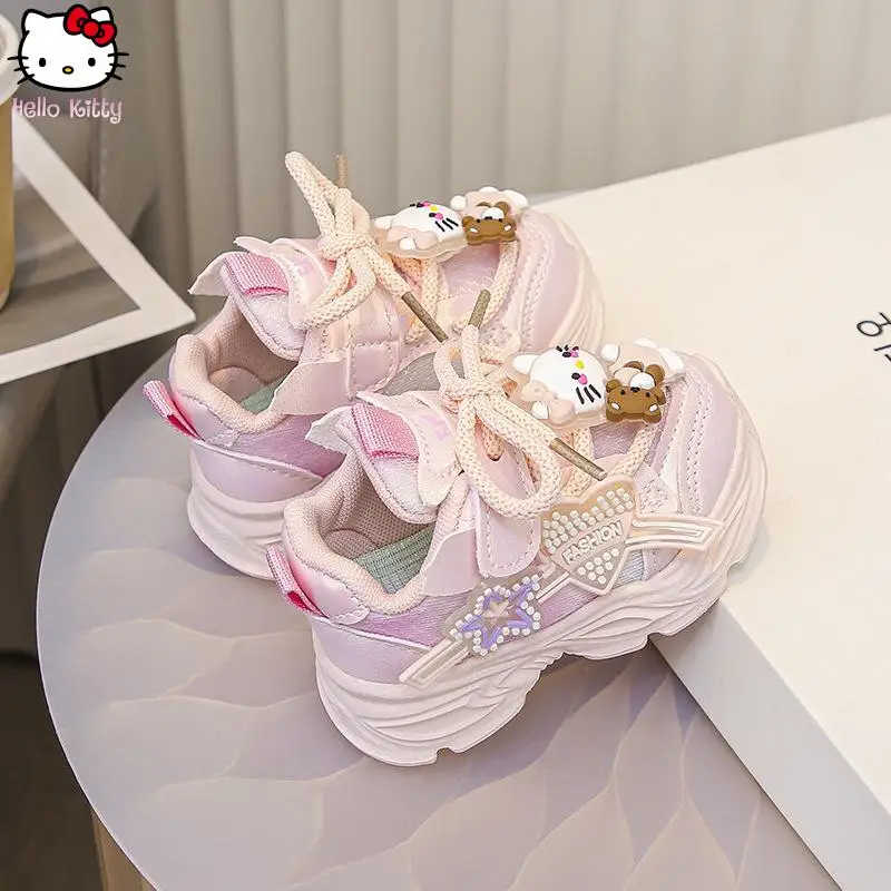 Anime dessin animé fille papa chaussures Hello Kitty respirant Kawaii polyvalent semelle souple baskets Sanrio printemps et automne nouvelle mode