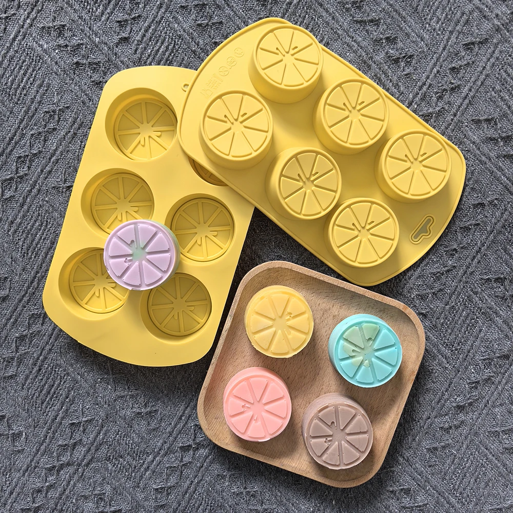 قطعة واحدة من قالب السيليكون على شكل ليمون مكون من 6 تجويف، يستخدم للشوكولاتة والحلويات والبسكويت وقوالب الخبز غير اللاصقة بنفسك