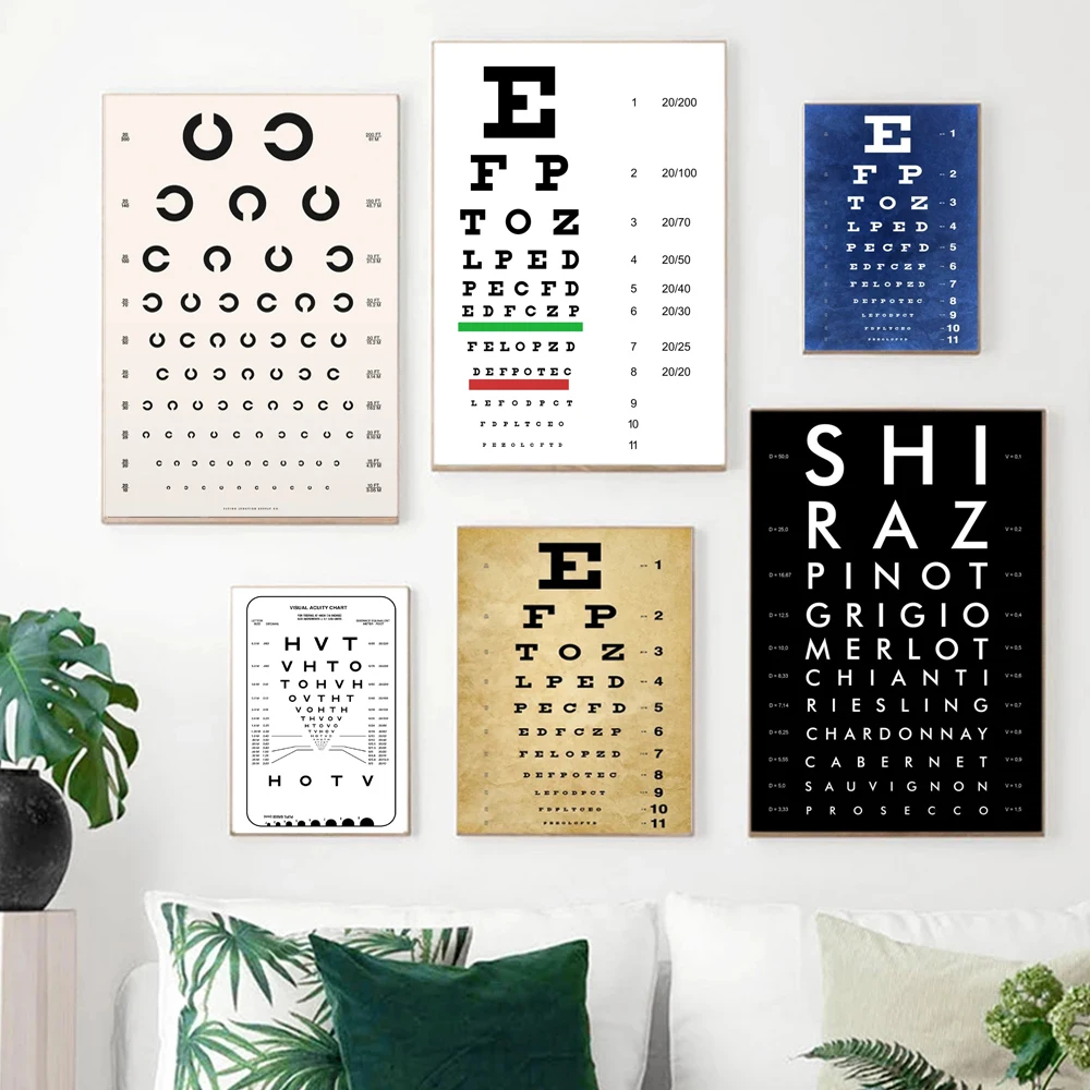 Modern Acuity Eye Exam Chart Test Medical Anatomy Canvas Painting Posters And Prints Wall Art Hospital Home Decor