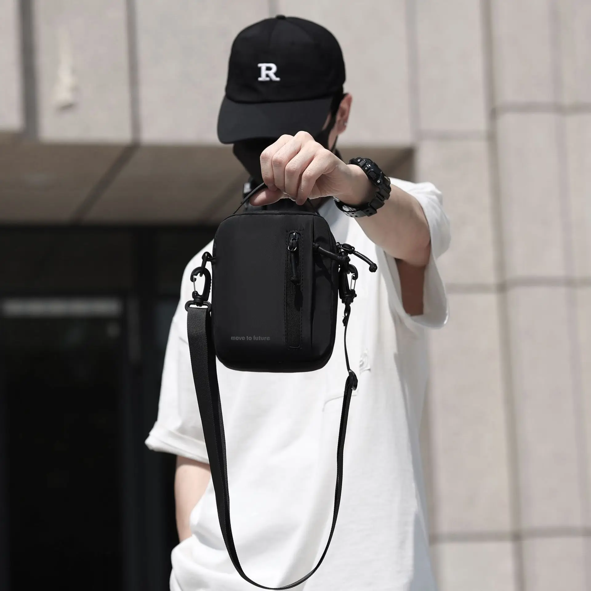 Lightweight waterproof large capacity men's backpack square multi-function diagonal cross commuting small backpack