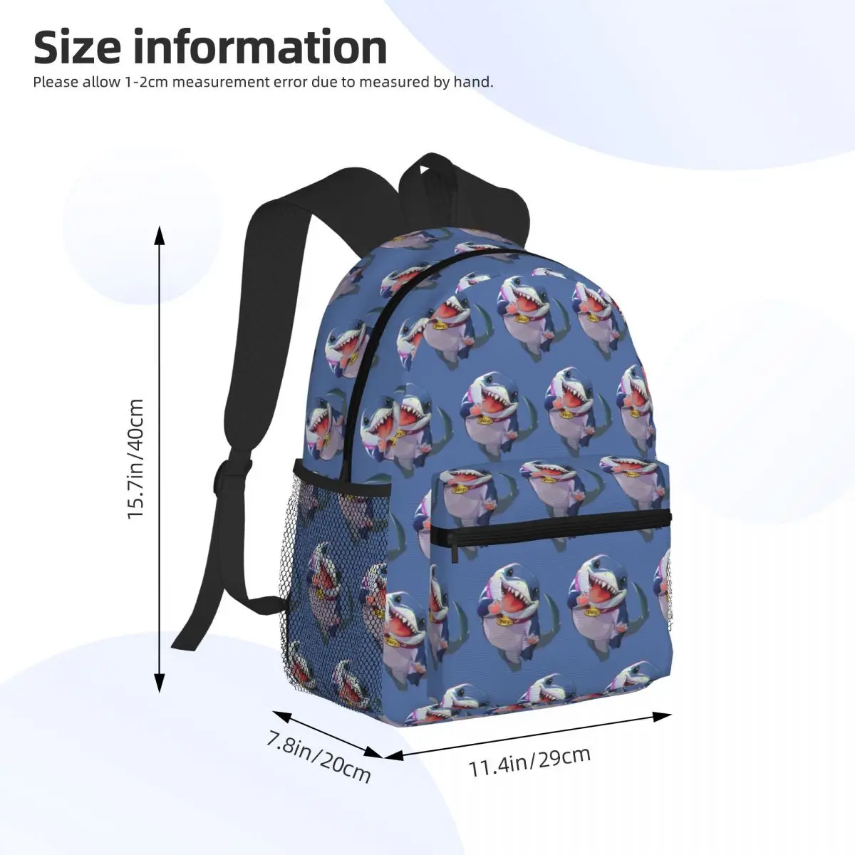 Mochila para estudiantes de Jeff The Land Shark, mochila escolar para senderismo, mochila de viaje para hombres y mujeres, mochila de moda, bolsos de hombro