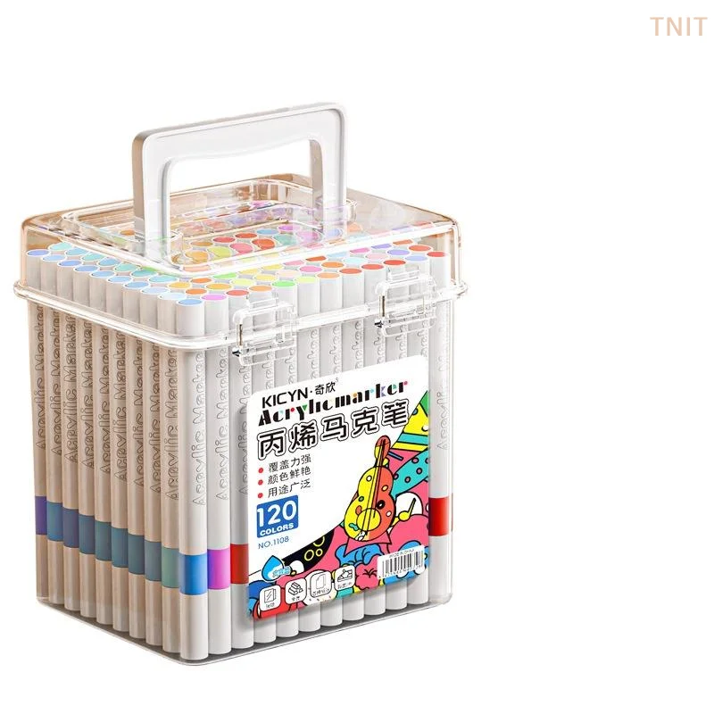 [J] 120 Colors Acrylic Paint Marker Pens Bright Pigment Quick Dry Perfect For Kids Drawing DIY Craft Projects