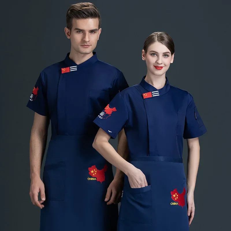 Restaurant Koch Jacke Hotel Küche Kochen tragen Frau Catering Koch Uniform Kurzarm Koch Jacke Küche Kochen Kellner