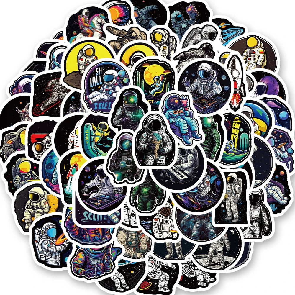 

10/30/50/100pcs Outer Space Astronaut Cartoon Stickers Aesthetic Decals DIY Skateboard Laptop Phone Car Cool Sticker for Kid Toy